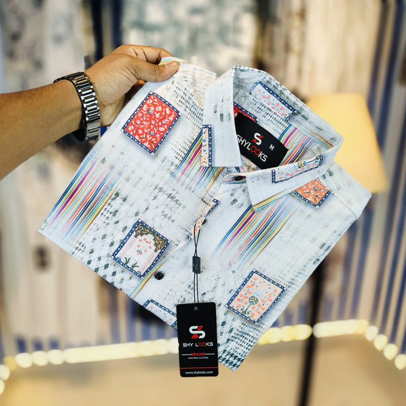 Luxury Popcorn Full Sleeve Print Shirt